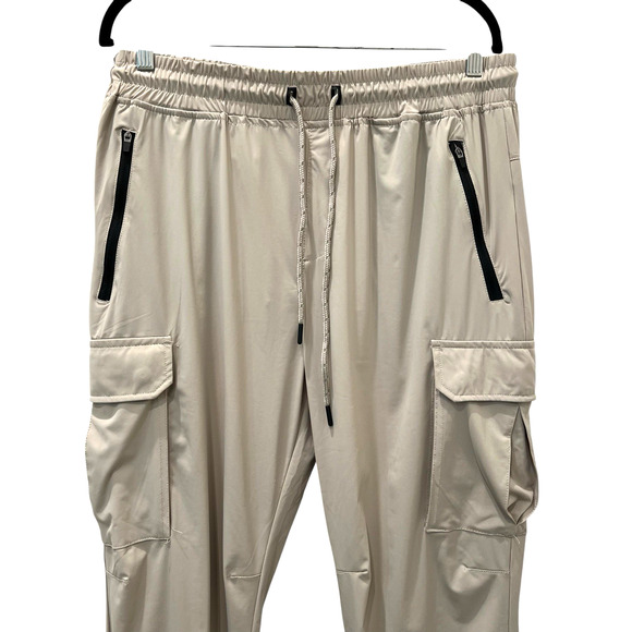 Brooklyn Athletics Mens Jogger Pants Stretch Beige Size Large Drawstring Waist - Picture 2 of 9